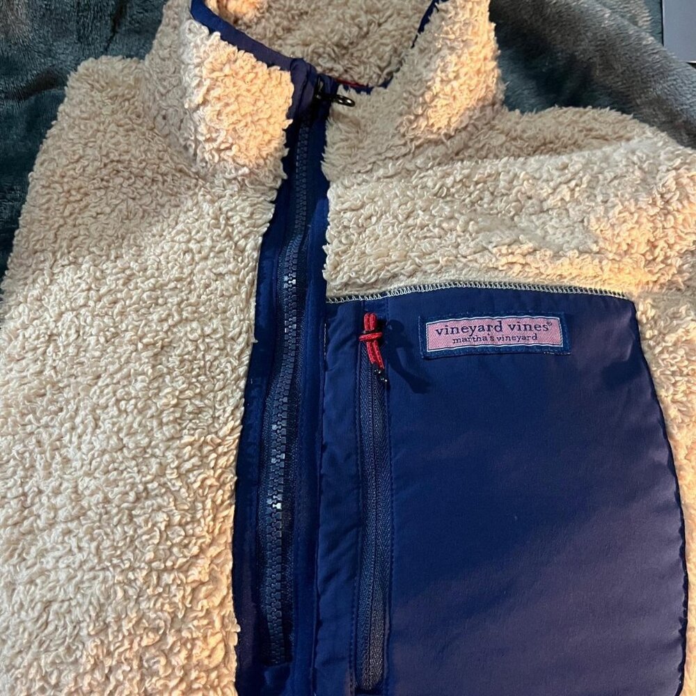 Mens Fleece 3/4 zip sherpa size L Vineyard Vines